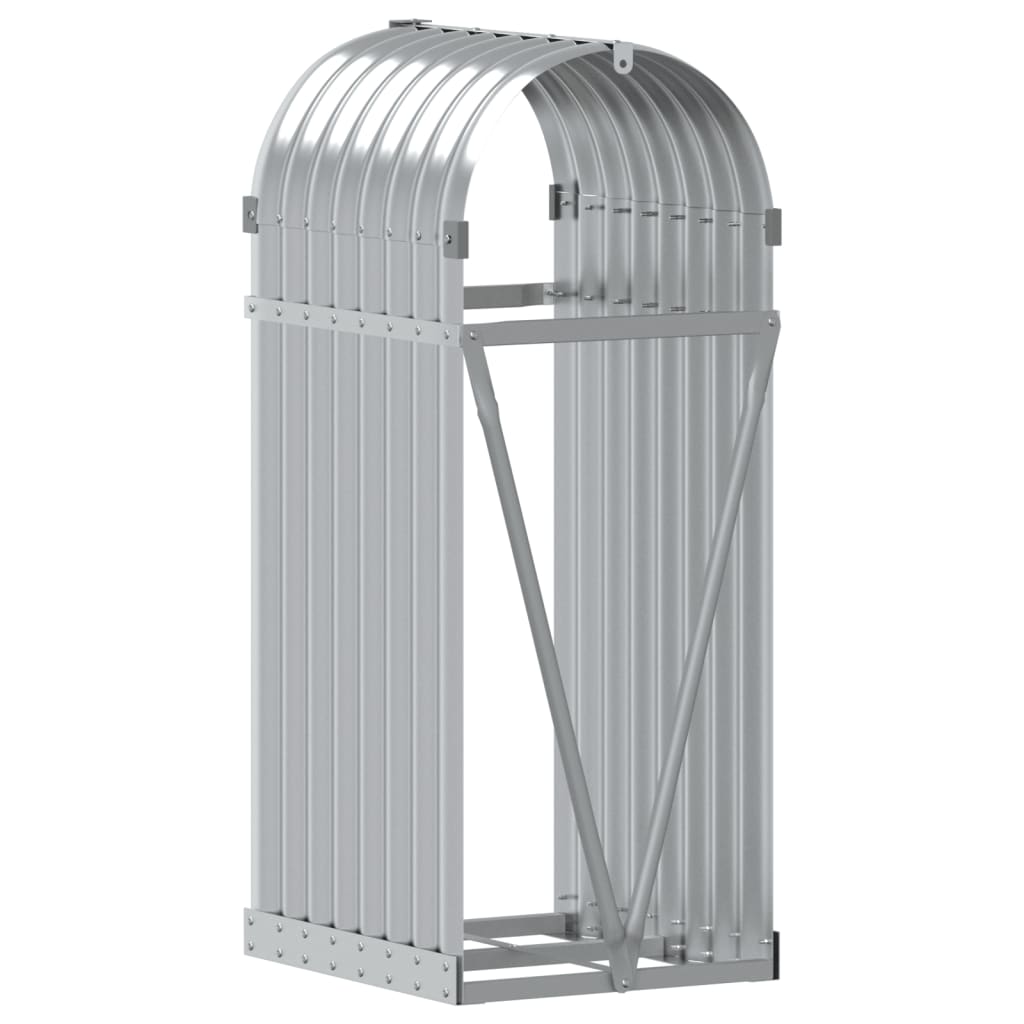 Suporte de lenha 40x45x100 cm aço galvanizado prateado