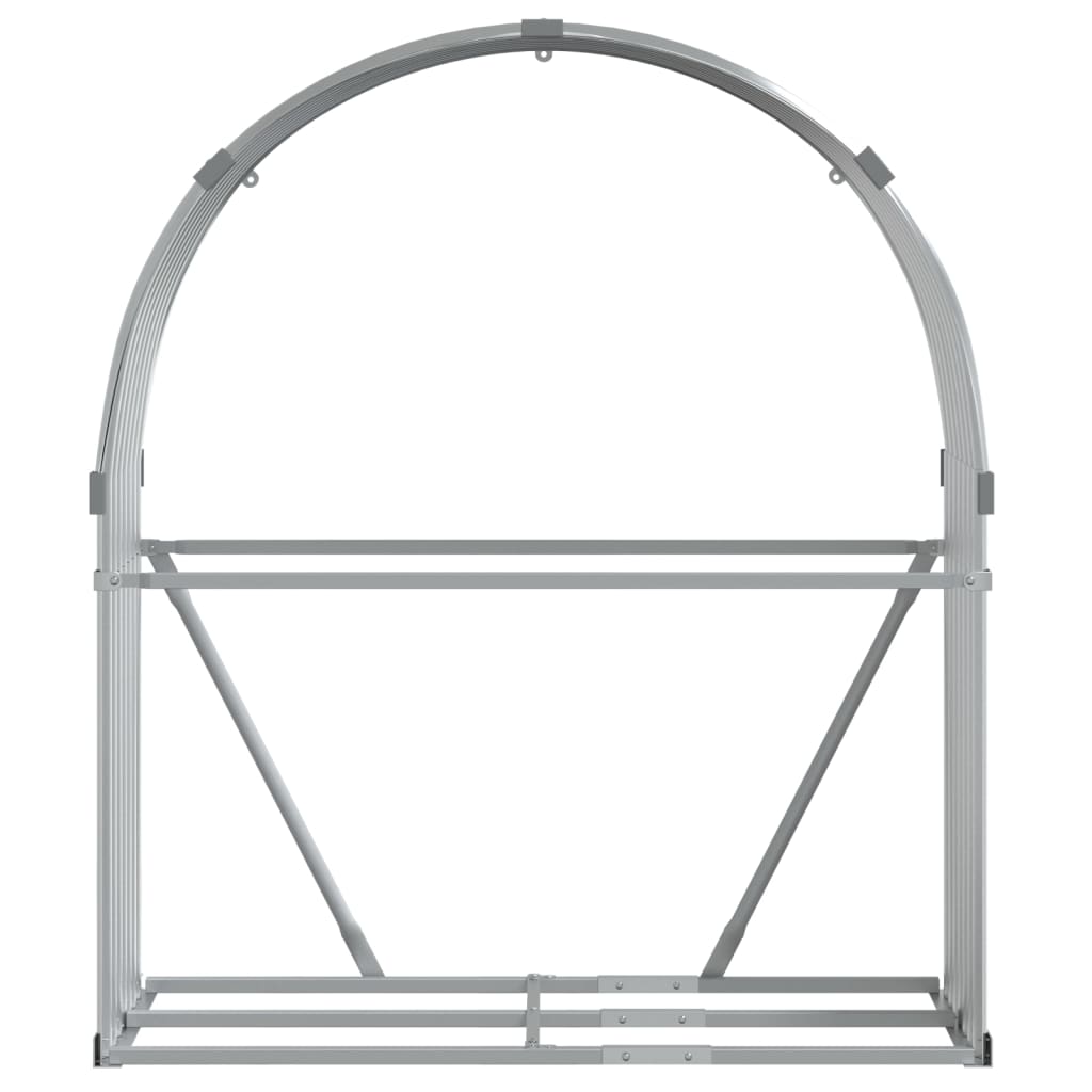 Suporte de lenha 120x45x140 cm aço galvanizado prateado