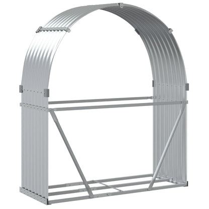 Suporte de lenha 120x45x140 cm aço galvanizado prateado