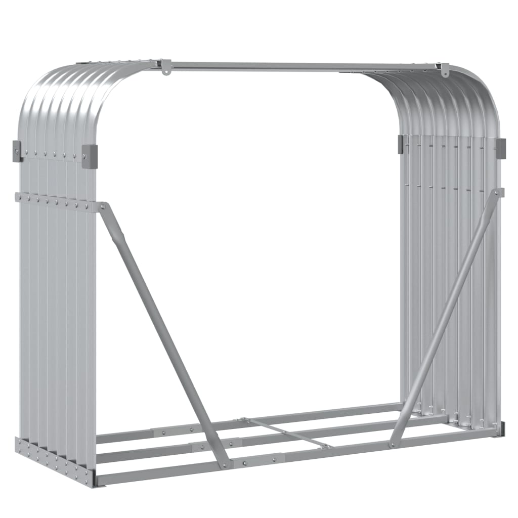 Suporte de lenha 120x45x100 cm aço galvanizado prateado