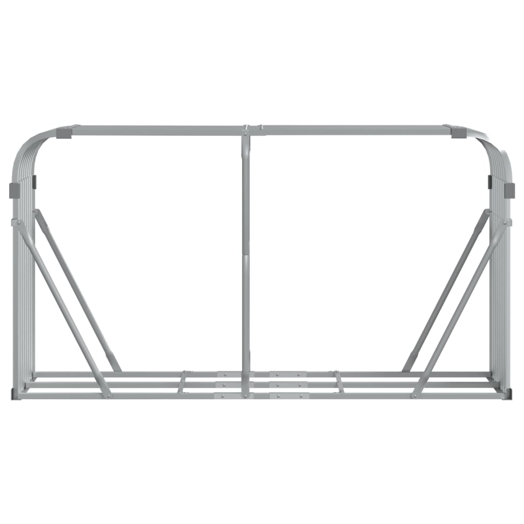 Suporte de lenha 180x45x100 cm aço galvanizado prateado