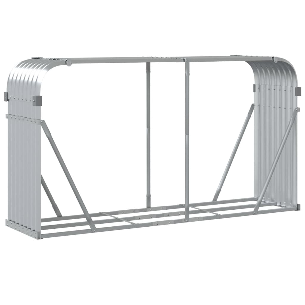 Suporte de lenha 180x45x100 cm aço galvanizado prateado