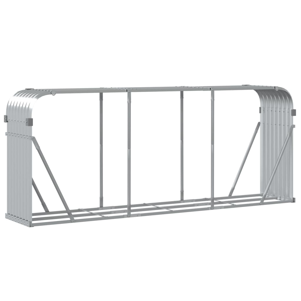 Suporte de lenha 234x45x100 cm aço galvanizado prateado