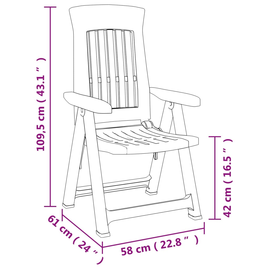 Cadeiras de jardim reclináveis 2 pcs PP branco