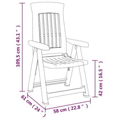 Cadeiras de jardim reclináveis 2 pcs PP branco