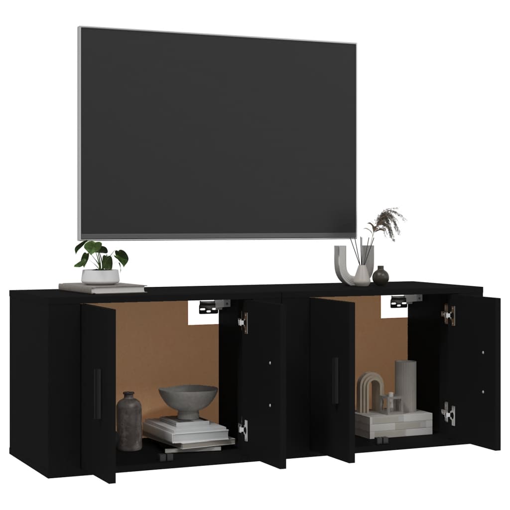 Móveis de TV de parede 2 pcs 57x34,5x40 cm preto