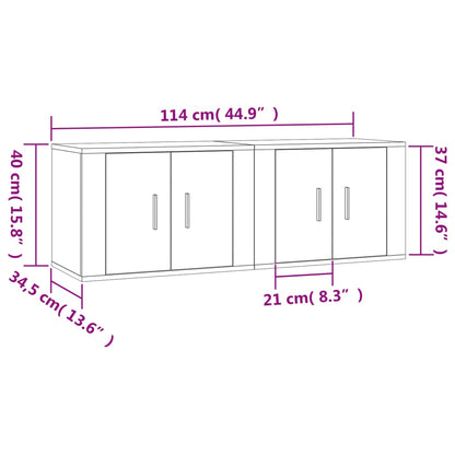 Móveis de TV de parede 2 pcs 57x34,5x40 cm preto