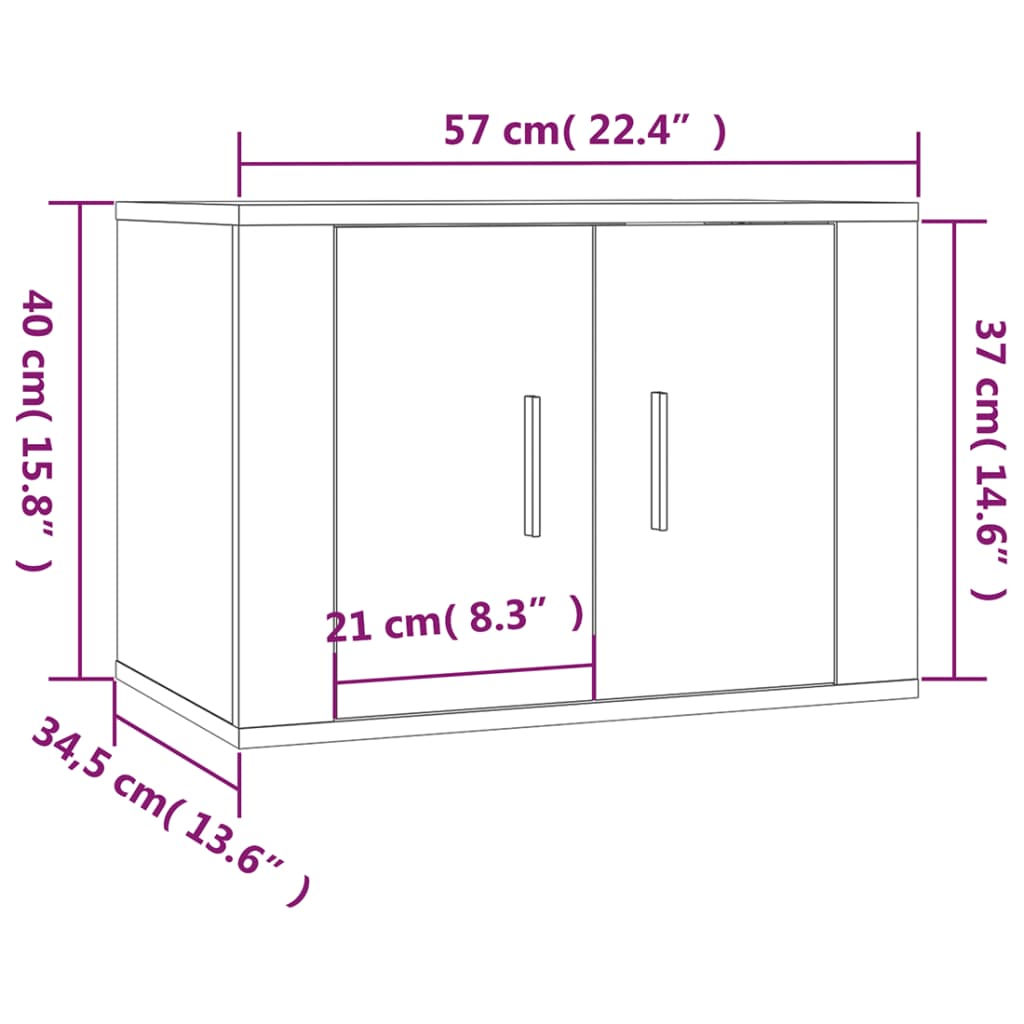 Móveis de TV de parede 2 pcs 57x34,5x40 cm carvalho sonoma