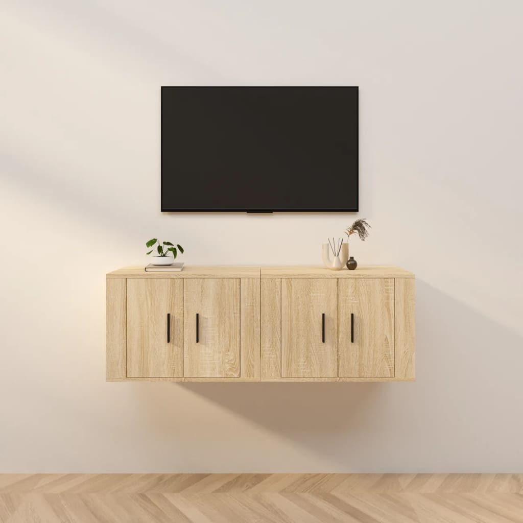 Móveis de TV de parede 2 pcs 57x34,5x40 cm carvalho sonoma