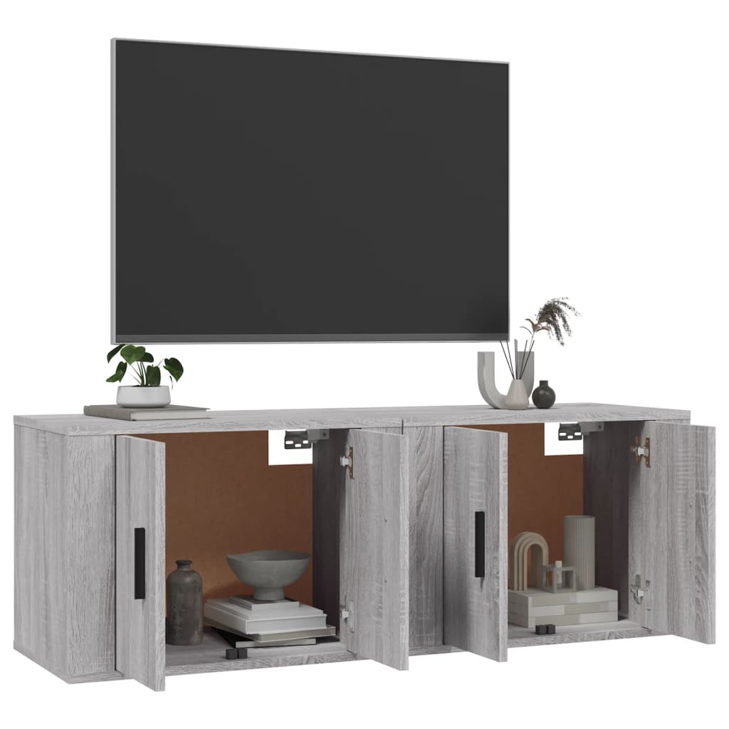 Móveis de TV de parede 2 pcs 57x34,5x40 cm cinzento sonoma