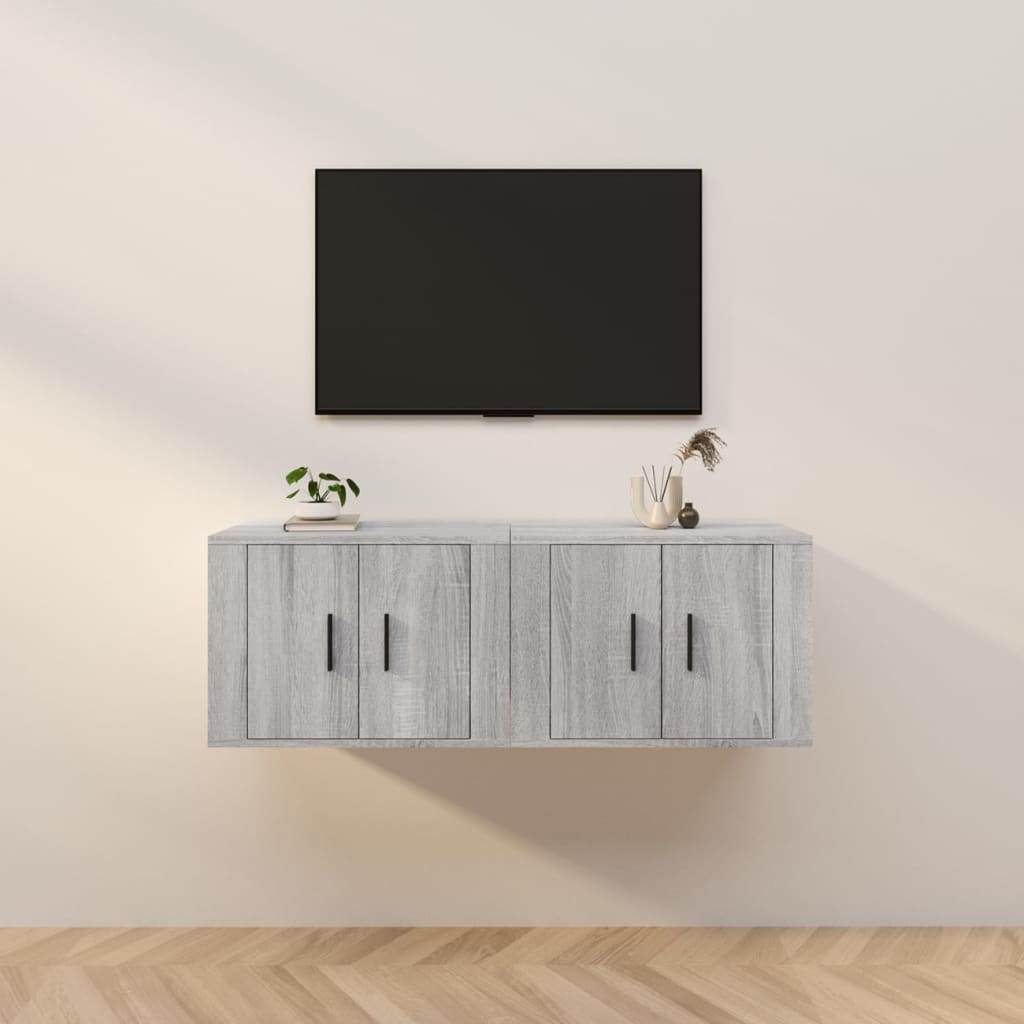 Móveis de TV de parede 2 pcs 57x34,5x40 cm cinzento sonoma