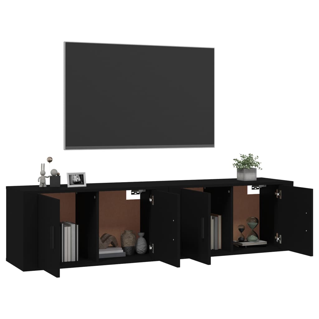 Móveis de TV de parede 2 pcs 80x34,5x40 cm preto