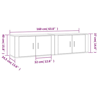 Móveis de TV de parede 2 pcs 80x34,5x40 cm preto