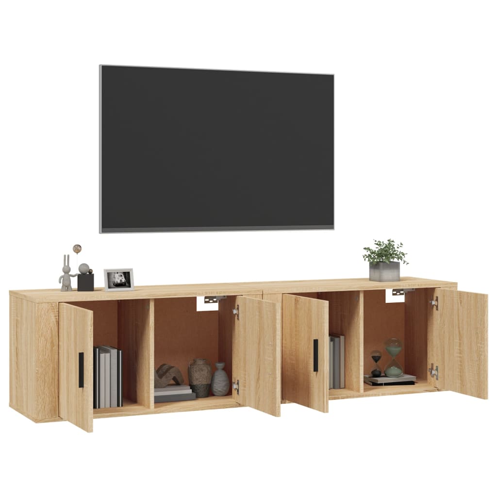 Móveis de TV de parede 2 pcs 80x34,5x40 cm carvalho sonoma