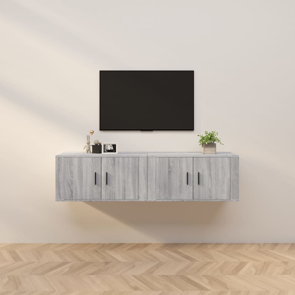 Móveis de TV de parede 2 pcs 80x34,5x40 cm cinzento sonoma