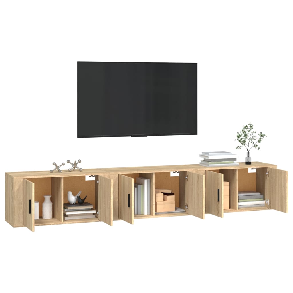 Móveis de TV de parede 3 pcs 80x34,5x40 cm carvalho sonoma