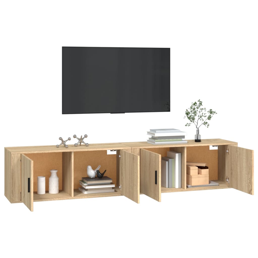 Móveis de TV de parede 2 pcs 100x34,5x40 cm carvalho sonoma