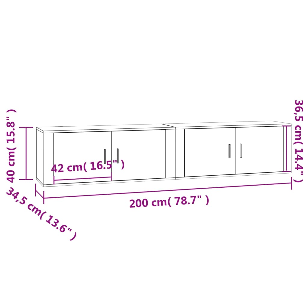 Móveis de TV de parede 2 pcs 100x34,5x40 cm carvalho sonoma