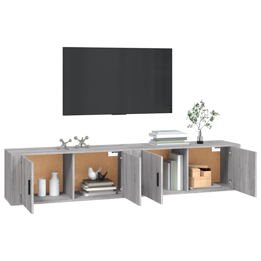 Móveis de TV de parede 2 pcs 100x34,5x40 cm cinzento sonoma