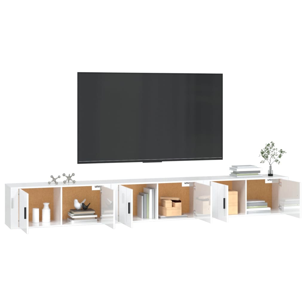 Móveis de TV de parede 3 pcs 100x34,5x40 cm branco brilhante