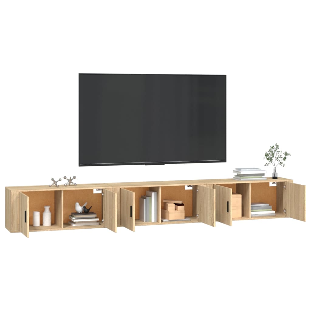 Móveis de TV de parede 3 pcs 100x34,5x40 cm carvalho sonoma