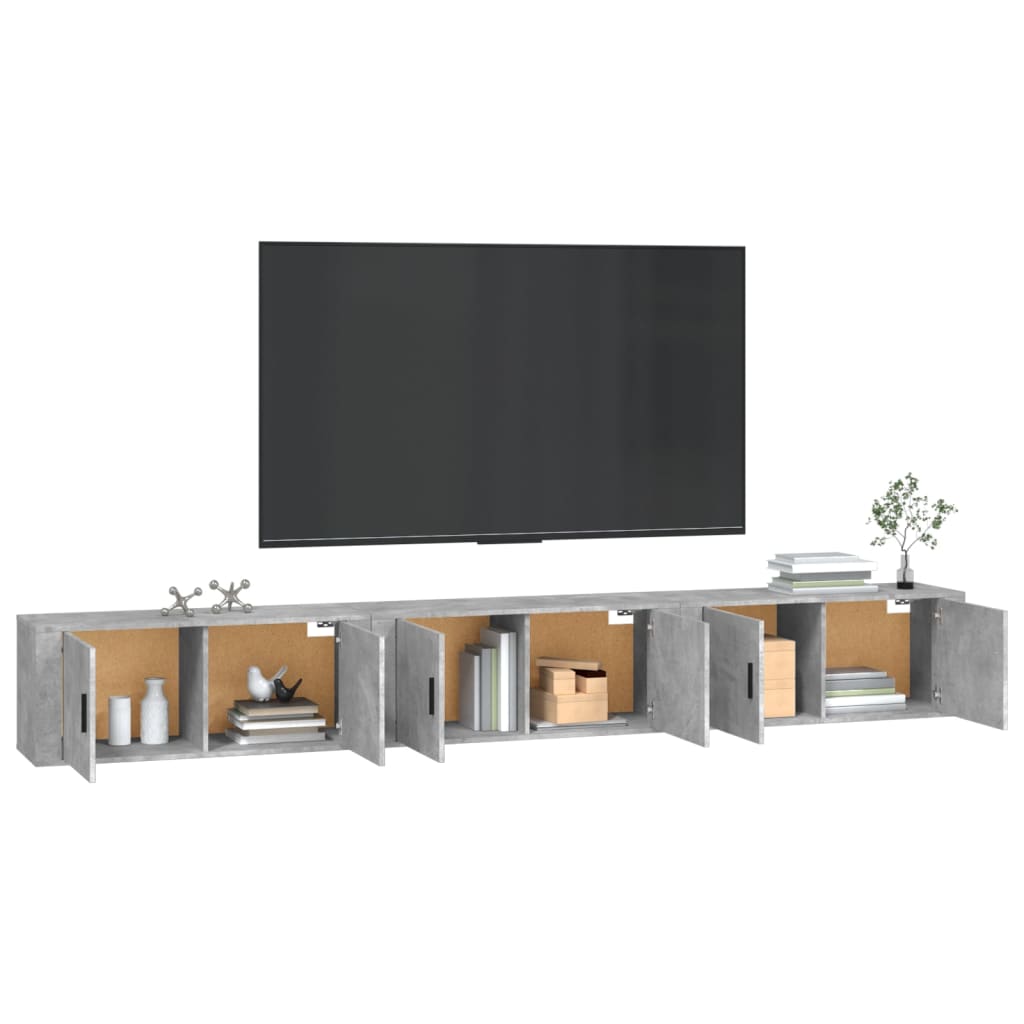 Móveis de TV de parede 3 pcs 100x34,5x40 cm cinzento cimento