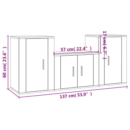 Conjunto móveis de TV 3 pcs madeira processada branco