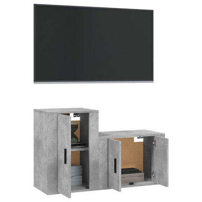 2 pcs conjunto móveis de TV derivados de madeira cinza cimento