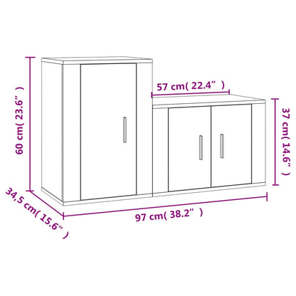 2 pcs conjunto móveis de TV derivados de madeira cinza cimento