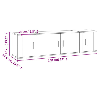 Conjunto móveis de TV 3 pcs madeira processada branco