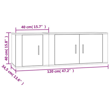 2 pcs conjunto móveis de TV derivados de madeira preto