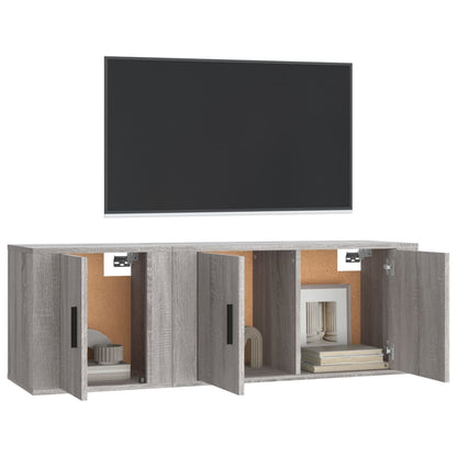 Conjunto móveis de TV 2 pcs madeira processada sonoma cinza