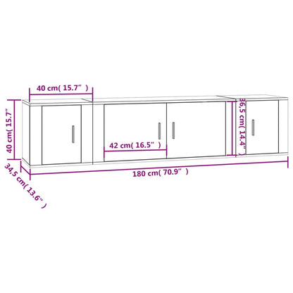 3 pcs conjunto móveis de TV madeira processada branco brilhante