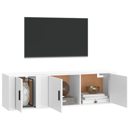 2 pcs conjunto móveis de TV derivados de madeira branco