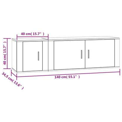 2 pcs conjunto móveis de TV derivados de madeira branco