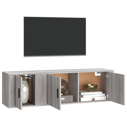 Conjunto móveis de TV 2 pcs madeira processada sonoma cinza