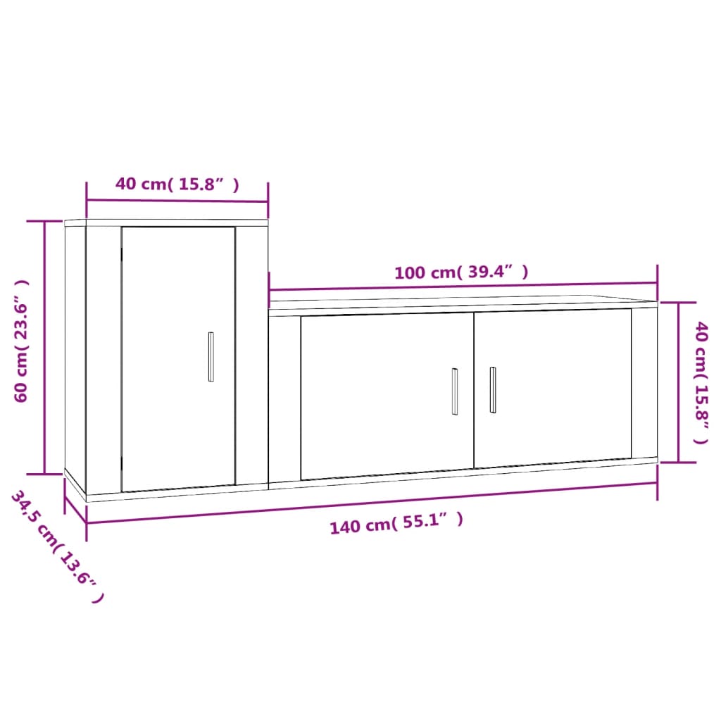 Móvel de TV de Parede Flix de 2 Módulos - 100x60 cm - Branco Brilhante - Design Moderno