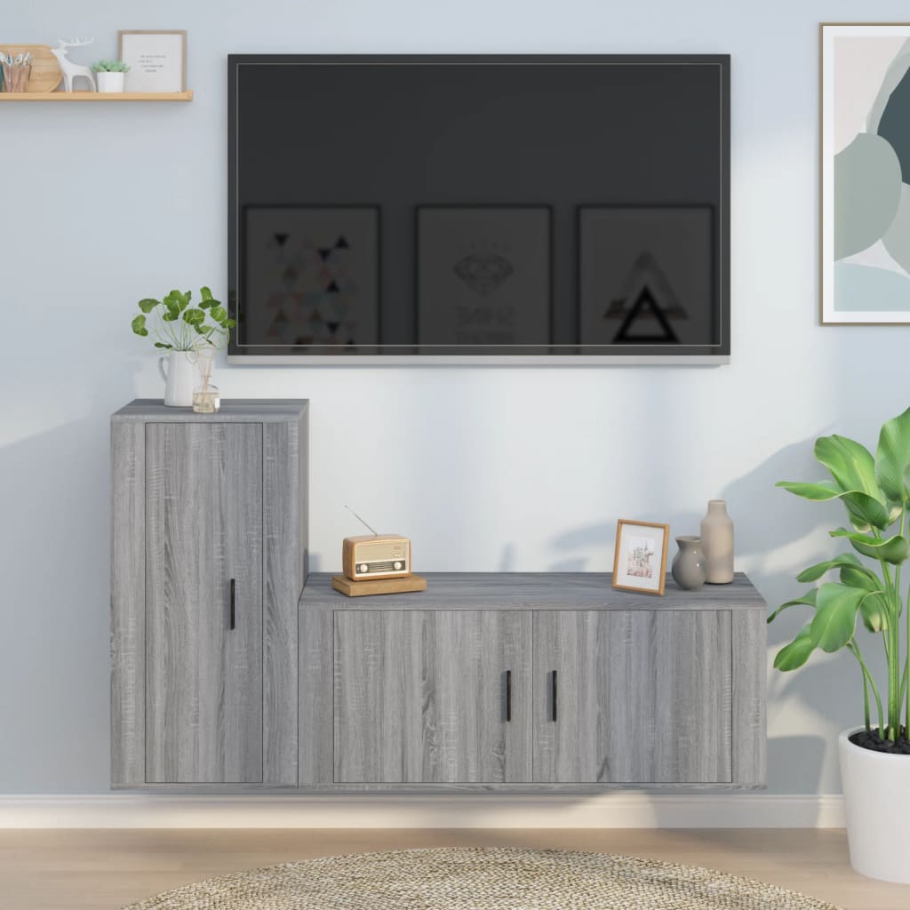 Móvel de TV de Parede Flix de 2 Módulos - Cinzento Sonoma - Design Moderno