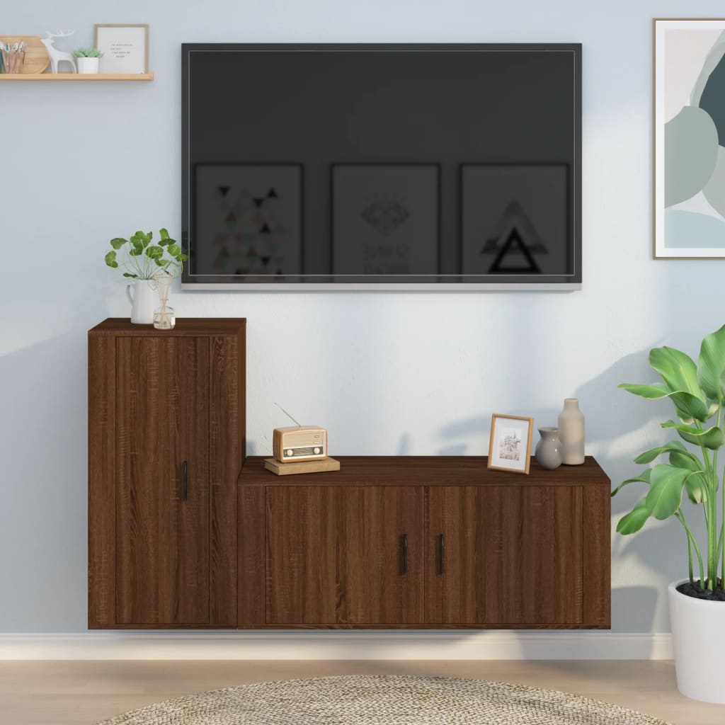 Móvel de TV de Parede Flix de 2 Módulos - Castanho - Design Moderno