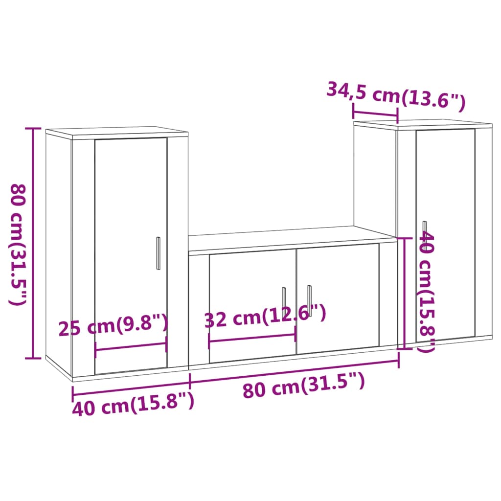 Conjunto de 3 Móveis de Parede para TV Flix - Branco - Design Moderno