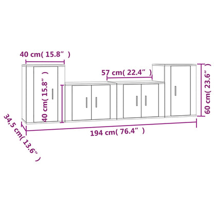 Conjunto móveis de TV 4 pcs madeira processada branco