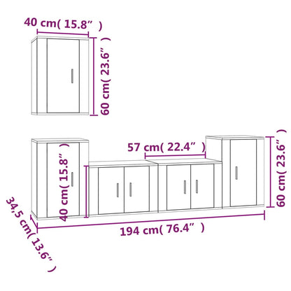 Conjunto móveis de TV 5 pcs madeira processada branco