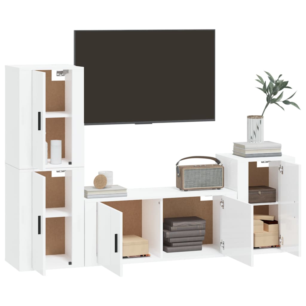 Conjunto de Móvel de TV Chaco - Branco Brilhante - Design Moderno