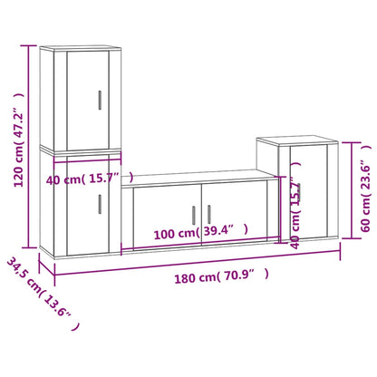 Conjunto móveis de TV 4 pcs madeira processada sonoma cinza