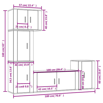 Conjunto móveis de TV 5 pcs madeira processada sonoma cinza