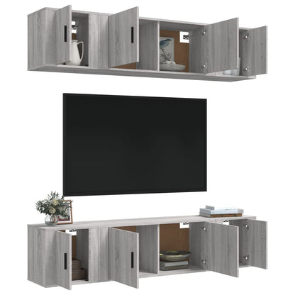 Conjunto móveis de TV 6 pcs madeira processada sonoma cinza