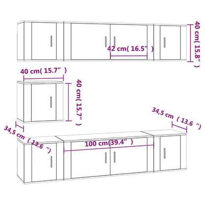 Conjunto móveis de TV 7 pcs madeira processada sonoma cinza