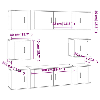 8 pcs conjunto móveis de TV madeira processada branco brilhante