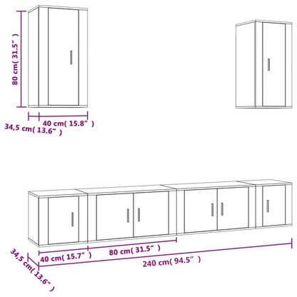 Conjunto móveis de TV 6 pcs madeira processada sonoma cinza