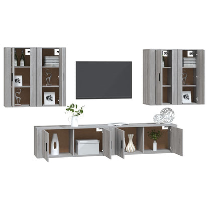 Conjunto móveis de TV 6 pcs madeira processada sonoma cinza